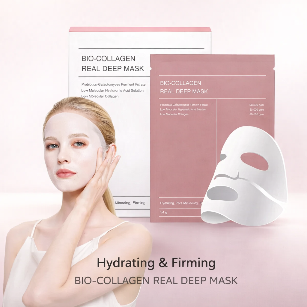 4Pcs/Box Absorbable Bio-Collagen Real Deep Mask Night Moisturizing Mask Firming Nourish Brightening Moisturizing Skin Care
